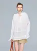 Roupas Femininas Nanyou 2026 Manga Longa Estilo Francês Camisa Solta Gola V Camisa Branca com Bordado Francês Camisa Branca