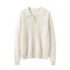 Suave y acogedor nuevo suéter de punto 100% cachemira con cuello de tijera para otoño/invierno para mujer, de manga larga, color liso, adecuado para usar en capas