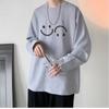Camiseta masculina de manga comprida para estudantes adolescentes, camisa solta de gola redonda, tamanho grande, primavera e outono, camisa interna para pessoas gordas
