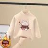 Camada Base de Fleece com Gola Meia-Alta para Meninas Outono e Inverno Roupa Interna Quente Infantil Menina Bebê Super Fofa Top Escovado Roupas de Outono