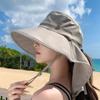 Chal de verano sombrero de pescador de ala grande sombrero para el sol protector solar protección para el cuello de una pieza transpirable 2025 nuevo sombrero para el sol mujer