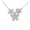 Colar Dueto Série Flor de Fu Flor Borboleta Versão Alta Ouro V Corrente de Clavícula Três Flores Cheia de Diamantes