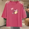Camiseta de manga corta a media manga para mujer de comercio exterior transfronterizo, talla grande holgada para mujeres de talla grande, disimula la barriga y oculta la grasa, top adelgazante de manga media
