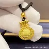 Loja de Ouro Mesmo Estilo Colar Antigo de Ouro para Mulheres com Pingente de Cabaça, Bússola de Oito Tesouros Giratória Corrente de Suéter, Joias Banhadas a Ouro de Cobre
