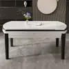 Mesa y Sillas de Comedor de Madera Maciza con Encimera de Roca Modelo Nuevo 2026 Moderno Sencillo Lujo Ligero Apartamento Pequeño Hogar Mesa de Comedor Plegable Extensible Mesa Redonda