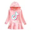 Vestido Suéter con Capucha de Algodón Puro para Niña Estilo TikTok Hoja de Loto Casual