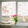 Pegatinas de Ventana de Conejo Nube Zanahoria Estilo Lindo Personalizado Decoración Festiva Pegatinas Electrostáticas para Vidrio