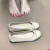 Zapatos planos rojos de punta redonda con lazo, modelo nuevo 2025, bailarinas versátiles de corte bajo para mujer