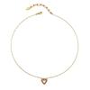 Latón Chapado en Oro de 18 Quilates, Collar con Colgante de Corazón de Cristal para Chica Estilo Ins Suave de Nicho, Diseño Único