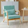 Sofá de Tela Minimalista Nórdico para Ocio, Desmontable y Lavable, de un Solo Asiento, Adecuado para Apartamentos Pequeños, Sala de Estar, Balcón, con Juego de Mesa y Sillas de Madera Maciza