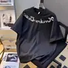 Camiseta de Manga Corta Pesada con Cuentas Estilo Chino para Hombres y Mujeres, Top Holgado Casual de Verano a la Moda con Cuello Redondo