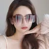 TikTok Elmer Elmer 2022 Nuevo Estilo Gafas de Sol Personalizadas Sin Marco Gafas de Sol para Mujer Cara Grande Adelgazantes Gafas de Moda