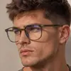 Nuevas gafas cuadradas estilo ins coreano para hombre, decoradas con tachuelas, monturas de gafas de moda únicas y modernas, gafas artísticas sin graduación