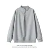 Nova Moletom Casual Masculino Outono 2026, Moderno, Fashionável e Único, Algodão 380g, Design de Botão Irregular, Moletom Masculino