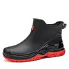 2026 Botas de Chuva Curtas Moda Masculina Cozinha Novos Sapatos de Chuva Trabalho Pesca Impermeável Sapatos d'Água Exterior Antiderrapante Sapatos de Borracha