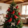Decoración colgante de pájaro rojo de plumas artificiales de Navidad Adorno para árbol de Navidad pájaro de la paz rojo pájaro de espuma de plumas artificiales