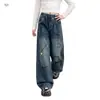 Pantalones Vaqueros de Niña Otoño 2026 Nuevos Llegados Estampado de Dibujos Animados Pantalones de Pierna Ancha para Niños Grandes Primavera y Otoño Pantalones Largos Rectos Adelgazantes