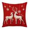 Funda de almohada de venta caliente transfronteriza con diseños temáticos de árbol de Navidad, renos, copos de nieve y rojo para decoración ambiental, fundas de cojín personalizadas al por mayor