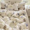 Juego de Cama de Algodón Arrugado Suave y Delicado para la Piel al por Mayor para Hogar y Dormitorio Sábanas y Fundas de Edredón Juego de Cama de Cuatro Piezas