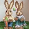 Linda Mascota Artesanía de Paja Tejida a Mano Familia de Conejos Nuevo Vestido Decoración de Balcón de Conejo Set de Pareja Navidad