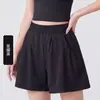 Roupas de Yoga Moda Feminina Versátil Bolso Plissado Shorts Anti-exposição Cintura Elástica Forro Anti-exposição Esportes Sem Exposição