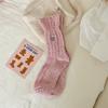 Calcetines de Lana Gruesa de Encaje para Mujer con Bordado de Corazón Calcetines de Caña Media Estilo Japonés Otoño e Invierno Calientes de Hilo Grueso Calcetines Holgados