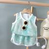 Trajes para Bebés y Niños, Ropa para Niños Tallas Pequeña y Mediana, Estilo Nuevo de Verano, Traje de Chaleco sin Mangas Delgado de Dibujos Animados con Shorts para Niños y Niñas, Moderno