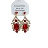 Pendientes y Collar Geométricos de Gota de Agua Incrustados con Diamantes Rojos de Venta Caliente Transfronteriza Set de Accesorios para Vestido de Cena de Lujo Ligero Alta Gama