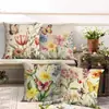 Funda de Almohada Floral Retro de Primavera Transfronteriza Temu Amazon Más Vendida para Oficina, Dormitorio y Sofá