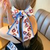 Estilo Coreano Celebridade da Internet Pied-de-poule Mímico Lenço de Seda Faixa de Cabelo Primavera Aba Larga Estampada Acessórios de Cabelo Verão Feminino Acessório de Cabeça Elástico de Cabelo
