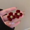 Aretes Largos de Terciopelo Rojo de Año Nuevo para Mujer 2026 Estilo Caliente Versátiles para Compromiso Boda Accesorios de Año Nuevo