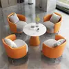 Simples e leve luxo sofá único mesa de centro combinação lazer hotel recepção vendas escritório negociação mesa e cadeira salão beleza recepção