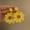 Caminhada à Beira-Mar ~ Estilo Férias de Início de Primavera Brincos de Flor Trançada Moda de Luxo Leve da Indústria Pesada Brincos com Lantejoulas e Franjas