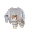 Pijama Outono/Inverno 2026 Conjunto de Roupa de Casa Espesso Infantil para Meninas e Meninos, Conjunto de Duas Peças em Fleece Coral para o Inverno