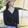 Cardigan Fino de Tencel para Primavera/Verão 2026, Jaqueta com Proteção Solar para Mulheres, Suéter de Malha Solto com Decote V para Ar Condicionado, Proteção UV