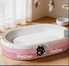 Patas de Gato Rosa paidoo Placa de Arranhar Gato em Papel Kraft Branco Resistente a Arranhões Desgastável Sem Soltar Pelo Oval Cama Extra Grande para Gato Integrada