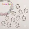 Acessórios para joias DIY pingente de urso oco de prata antiga pingente de biscoito de urso brincos fofos colar de mão material tecido à mão