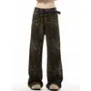 Nuevos jeans retro americanos con estampado de leopardo, para hombre, pierna recta, corte holgado, estilo casual vintage, pantalones de alta gama, modernos