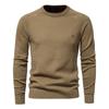 Comercio Exterior Transfronterizo 2024 Suéter de Algodón para Hombre Jersey para Hombre Color Sólido Manga Raglán Tejido de Punto Cuello Redondo