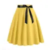 2024 Venta Caliente Transfronteriza Ropa Europea y Americana para Mujer Estilo Hepburn Vintage Falda de Gran Vuelo con Lazo y Cinta