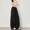 Calça Cargo Casual Loose Streetwear de Nicho Feminina Cáqui Cintura Alta Emagrecedora Nova Fina Perna Larga Secagem Rápida Calça Paraquedista