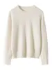 Suéter de Cachemira Pura Estilo Perezoso Suave para Mujer Cuello Redondo Jersey de Punto Versátil Suéter de Cachemira Top Base Adelgazante