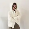 Jaqueta Puffer de Penas de Pato Brancas 95% Feminina Curta Inverno Novo Estilo Huhu Leitoso Textura de Massa Folhada Acolchoada com Penas de Pato Brancas Roupa de Fora Quente