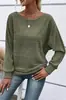 Amazon Transfronteiriço 2026 nova blusa T-shirt feminina estilo europeu e americano confortável casual cor sólida gola redonda outono e inverno manga morcego