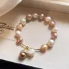 Pulseira de Gato com Pérolas de Água Doce de Formato Especial Barroco Pulseira da Moda Feminina Celebridade da Internet Pulseira Colorida de Pérolas de Água Doce