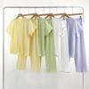 Novedad Primavera/Verano 2026 Conjunto de Pijama para Mujer de Algodón Puro, Doble Capa de Gasa Crepé, Manga Corta, Pantalón Largo, Ropa de Casa para Mujer