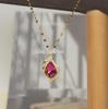 Colar Japonês e Coreano Colorido Gota de Água para Mulheres com Aço Titânio Incrustado de Diamantes, Não Desbota, Design de Nicho com um Toque Sofisticado, Presente para a Mãe, Atacado
