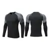 Body de Base de Alta Elasticidade para Uso Externo Masculino Corrida Esportes Ciclismo Secagem Rápida Respirável Estampado Manga Longa Camiseta Top de Treino