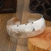 Pulsera Étnica Vintage Plata Miao Distintiva Pulsera Abierta Ancha Nuevo Estilo Chino Estilo Antiguo Pulsera de Plata Hecha a Mano de Guizhou para Mujer