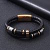 Pulsera de cuero trenzada de acero inoxidable con cuentas transfronteriza pulsera explosiva pulsera de cuero con cuentas joyería de acero inoxidable de cuero para hombre